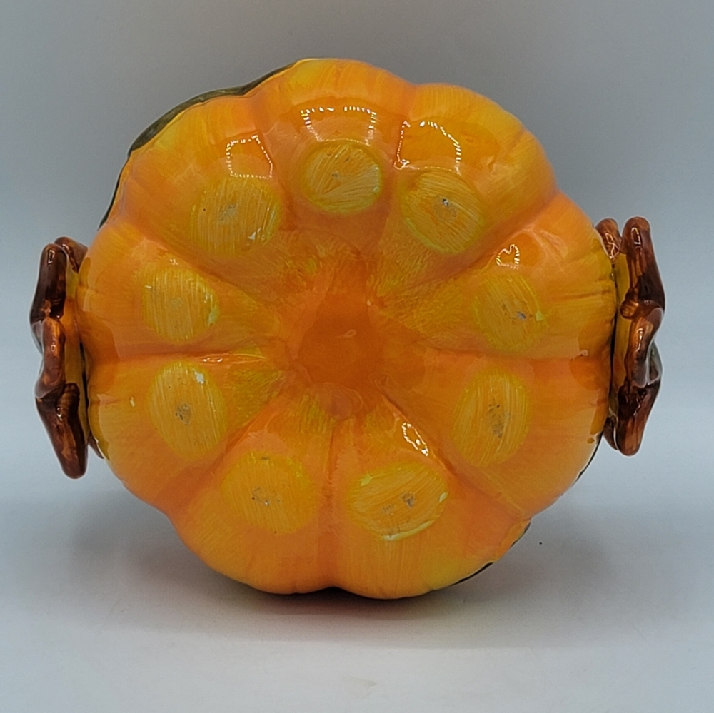 Ceramic Pumpkin Bowls Set of 2 Fall Harvest Halloween Candy Dish Centerpiece Dec - Picture 13 of 16